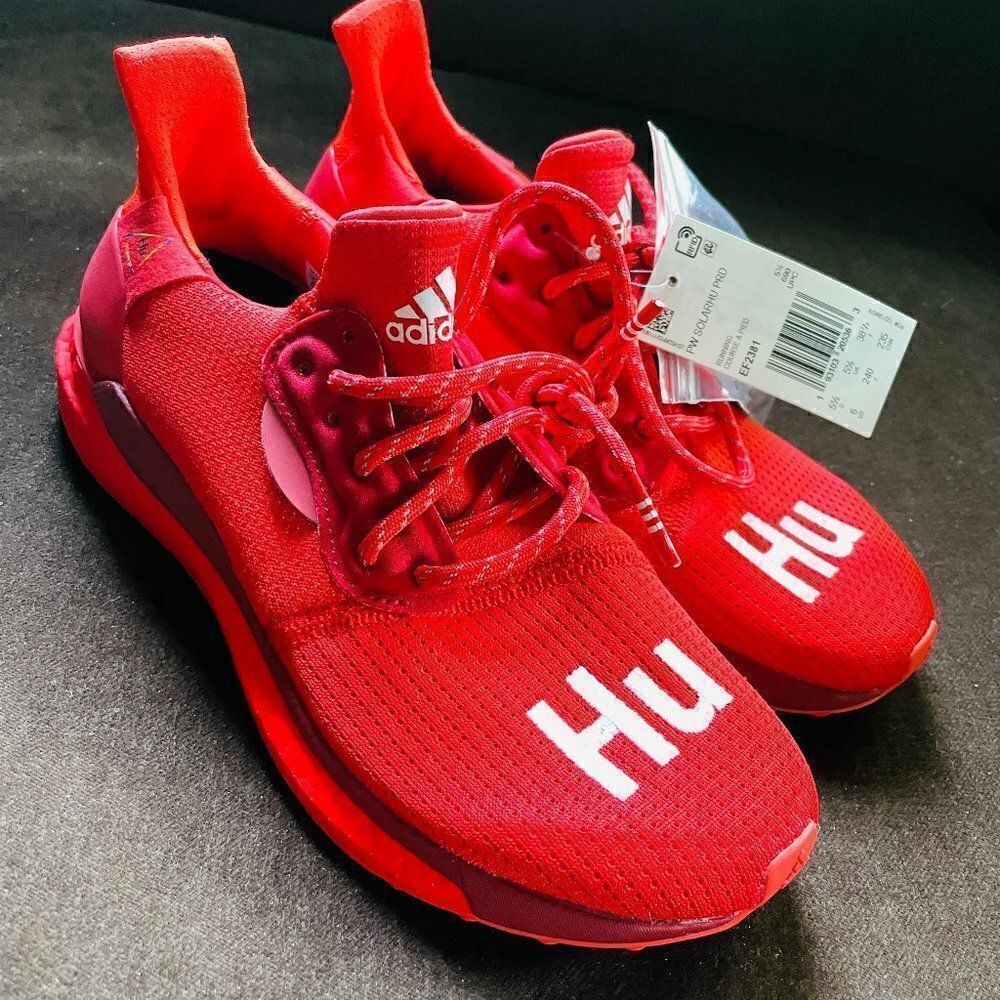 NEW adidas Solar HU Glide x Pharrell Power Red 2019 NWT Mens 6, Womens 7, UK 5.5